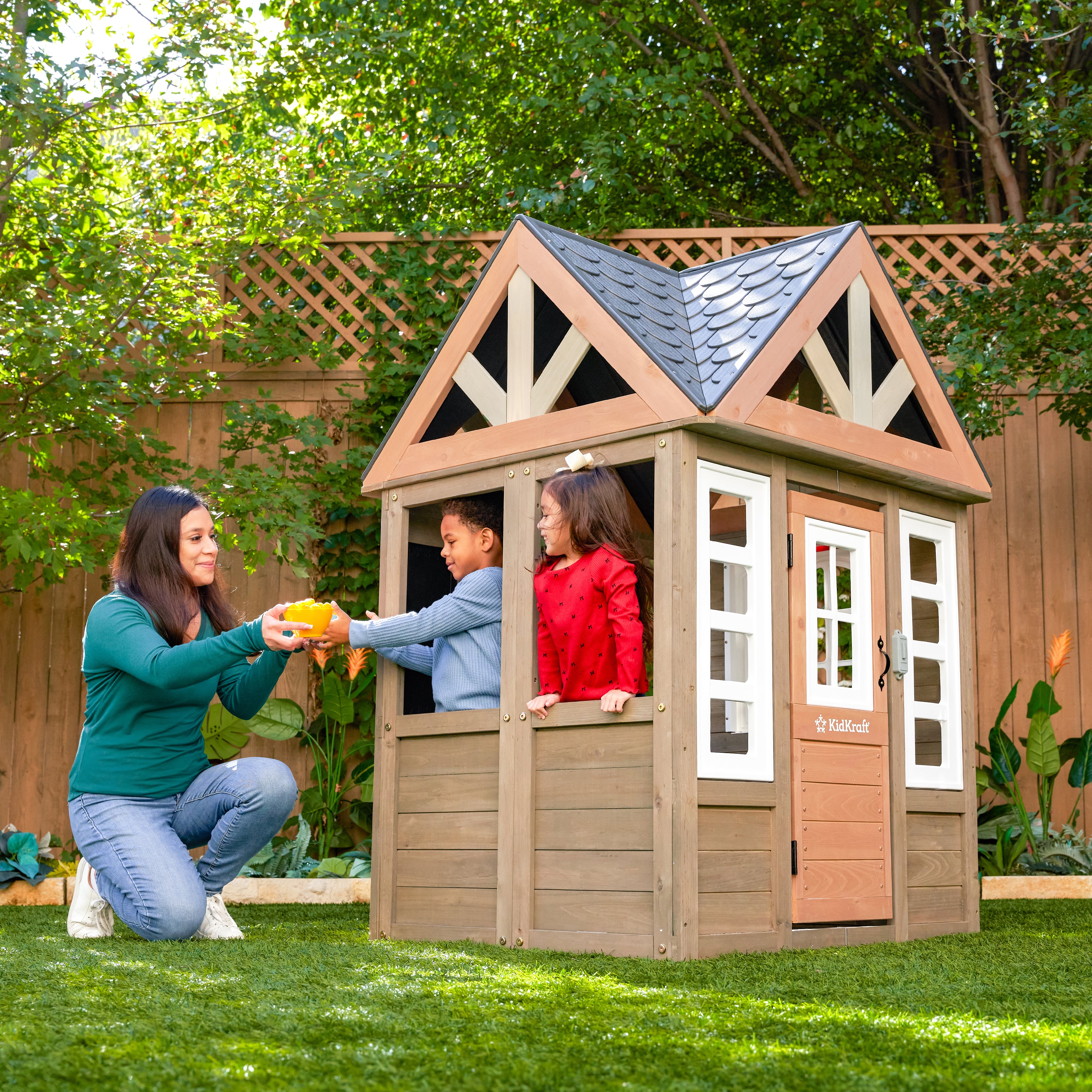 Wooden Playhouse Kidkraft Cubby House Greystone Wooden Outdoor