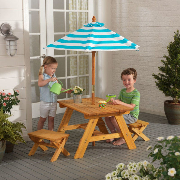 child patio table with umbrella Outdoor Table with Benches & Umbrella