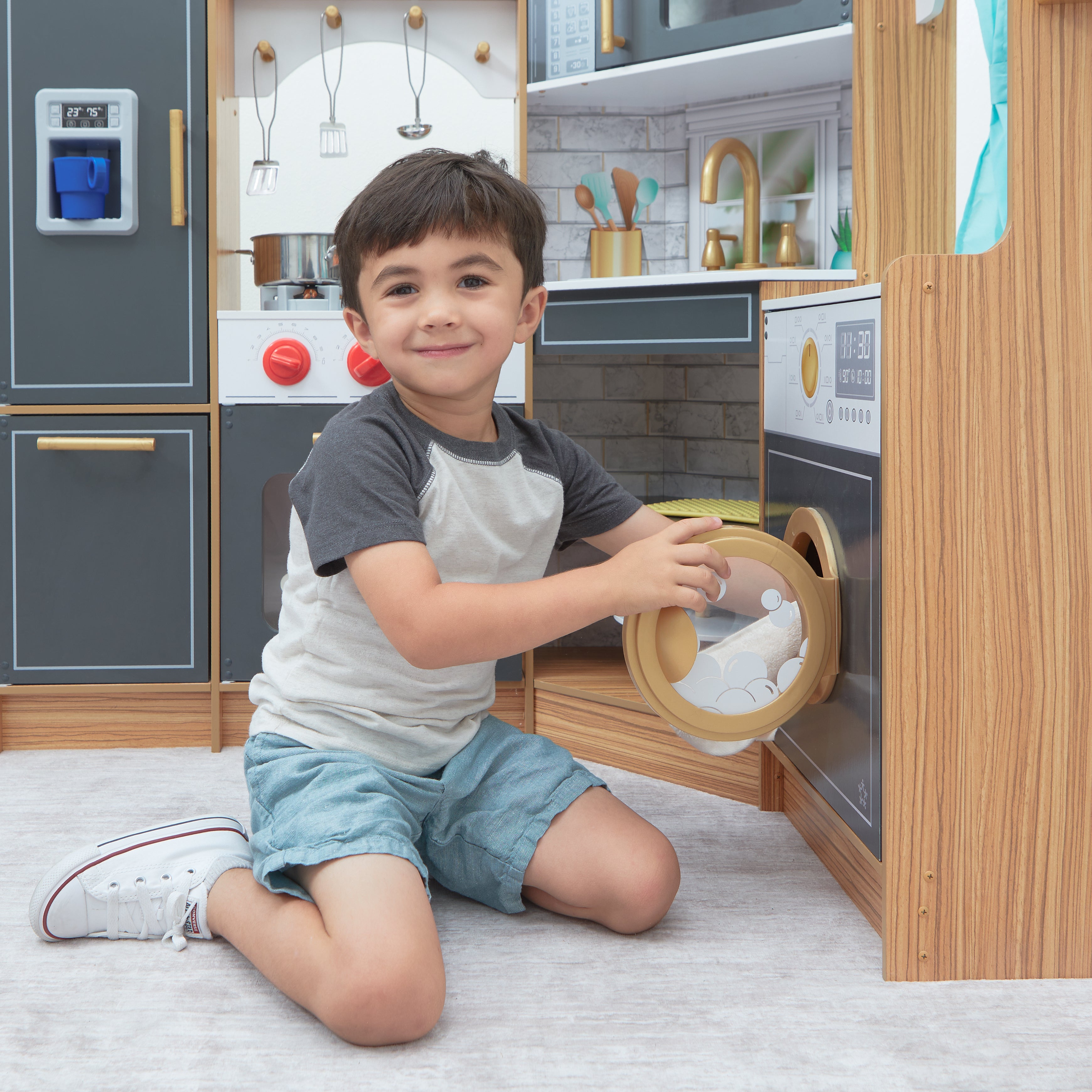 Ultimate Corner Play Kitchen with Lights & Sounds - Natural