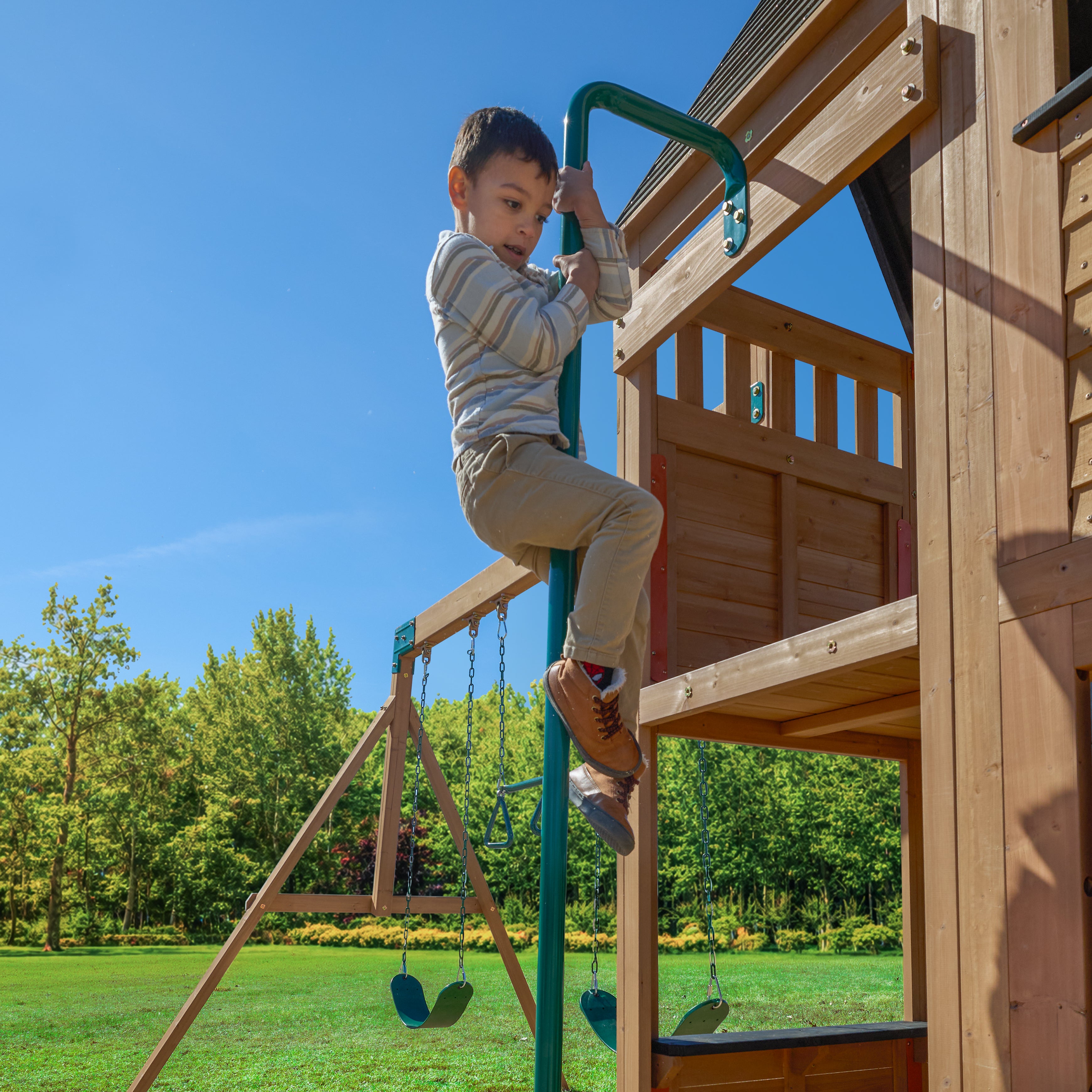 Horizon Lookout Wooden Outdoor Swing Set - Installation Available (Assembly Included)