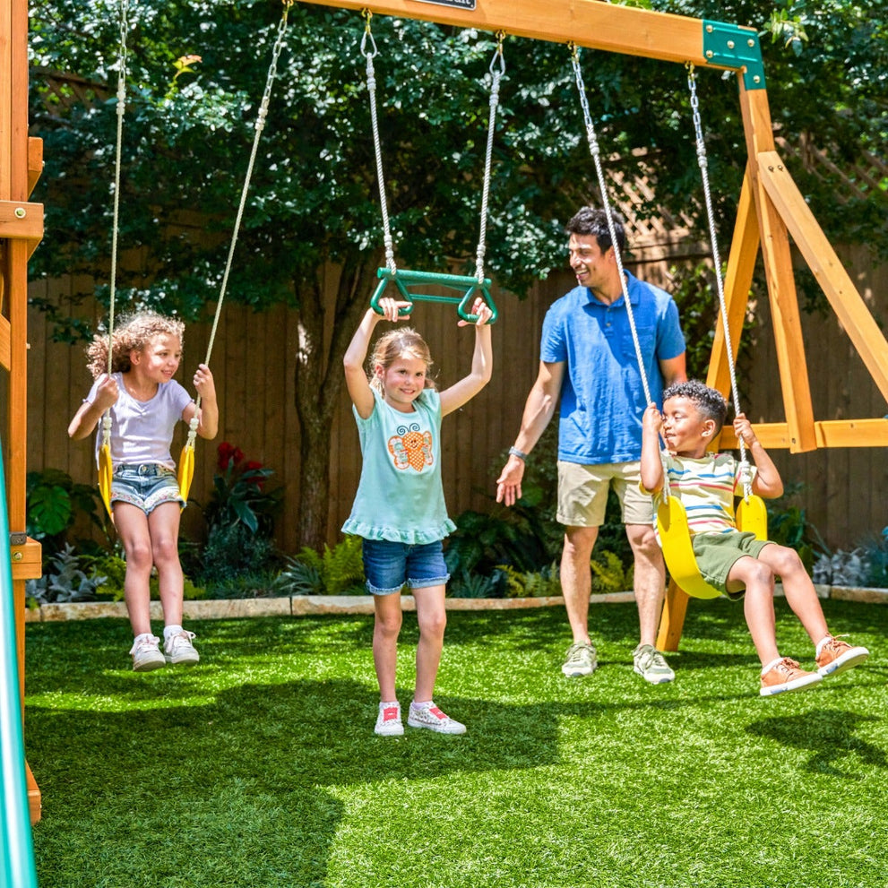 Adventure Bend Swing Set | Outdoor Wood Playset | KidKraft