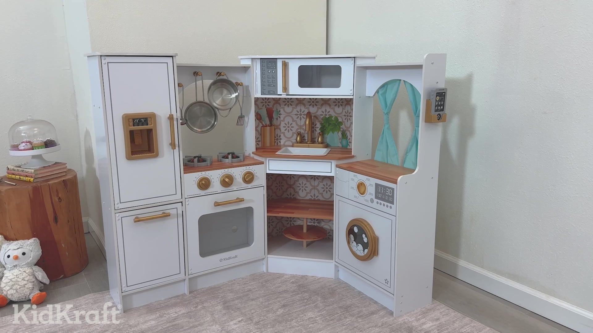 Ultimate Corner Wooden Play Kitchen with Lights & Sounds