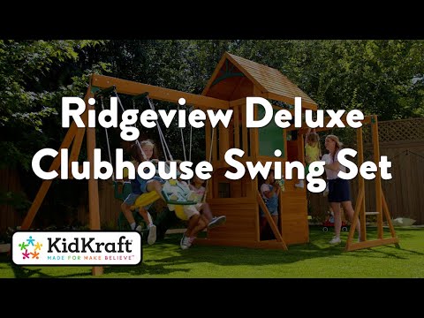 Ridgeview Deluxe Clubhouse Wooden Swing Set KidKraft