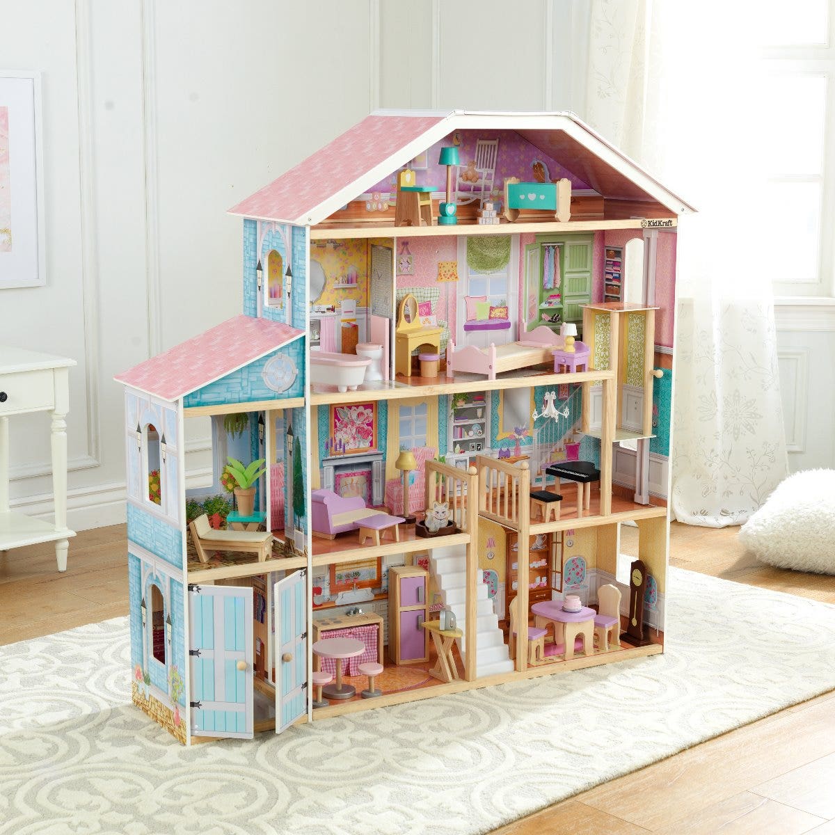 Multicolor KidKraft Grand View Mansion Dollhouse with Ez Kraft Assembly 