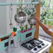 Modern Metallics Farmhouse Wooden Play Kitchen with 43 Accessories