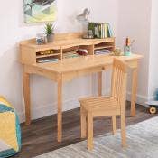Avalon Desk with Hutch and Chair - Natural