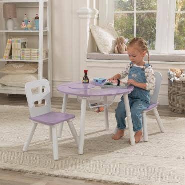 Round Storage Table & 2 Chair Set - Lavender
