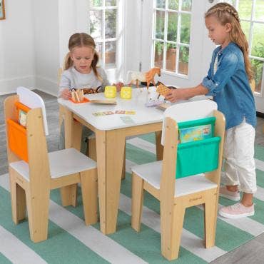 Pocket Storage Table and 4 Chair Set - Natural